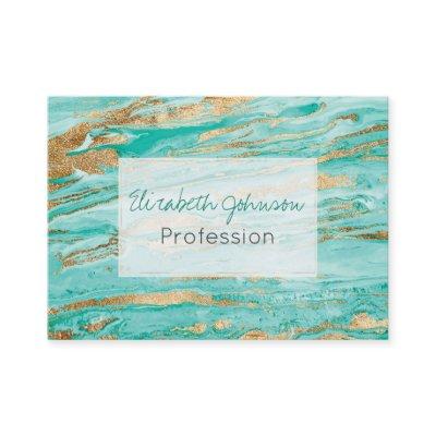 Stylish Mint Gold Abstract Marble Liquid Paint