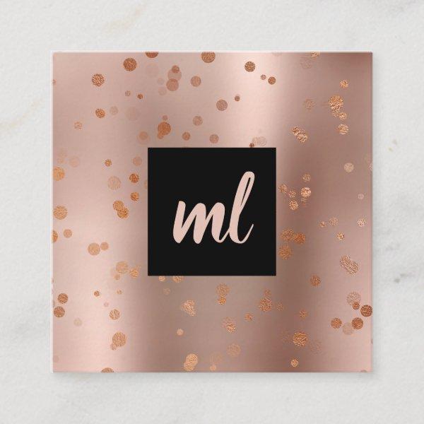 Stylish modern copper rose gold confetti dots square