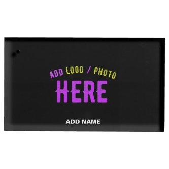 STYLISH MODERN CUSTOMIZABLE BLACK VERIFIED BRANDED PLACE CARD HOLDER