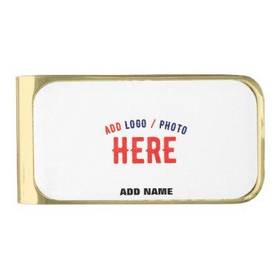 STYLISH MODERN CUSTOMIZABLE WHITE VERIFIED BRANDED GOLD FINISH MONEY CLIP