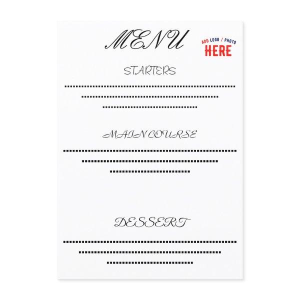 STYLISH MODERN CUSTOMIZABLE WHITE VERIFIED BRANDED MENU