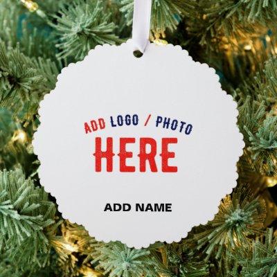 STYLISH MODERN CUSTOMIZABLE WHITE VERIFIED BRANDED ORNAMENT CARD
