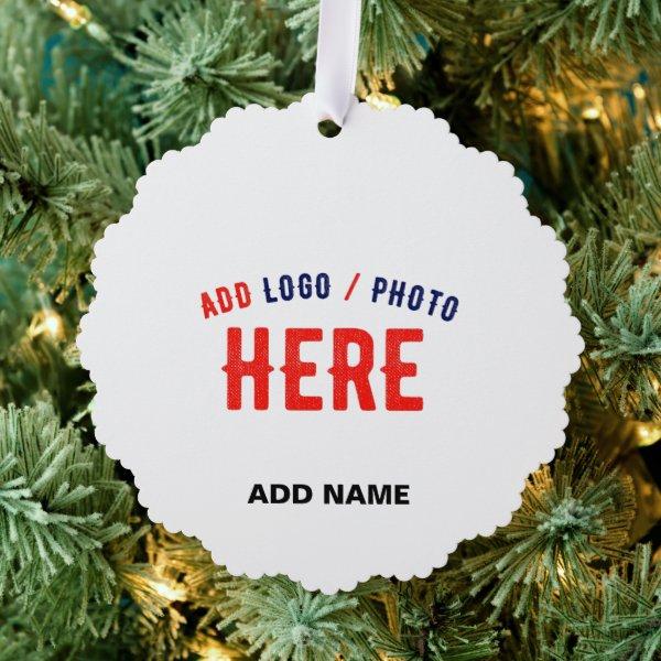 STYLISH MODERN CUSTOMIZABLE WHITE VERIFIED BRANDED ORNAMENT CARD