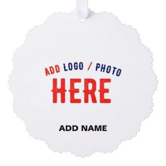 STYLISH MODERN CUSTOMIZABLE WHITE VERIFIED BRANDED ORNAMENT CARD