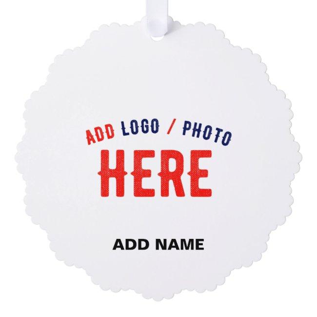 STYLISH MODERN CUSTOMIZABLE WHITE VERIFIED BRANDED ORNAMENT CARD