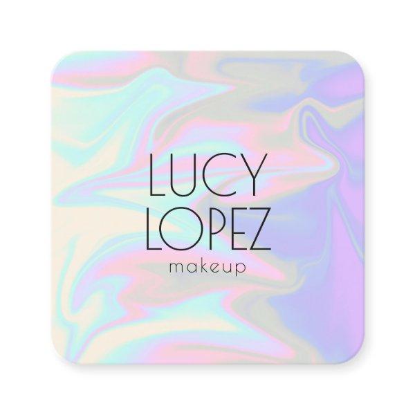 Stylish modern elegant chick holographic makeup square