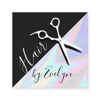 Stylish modern elegant holographic hairstylist square