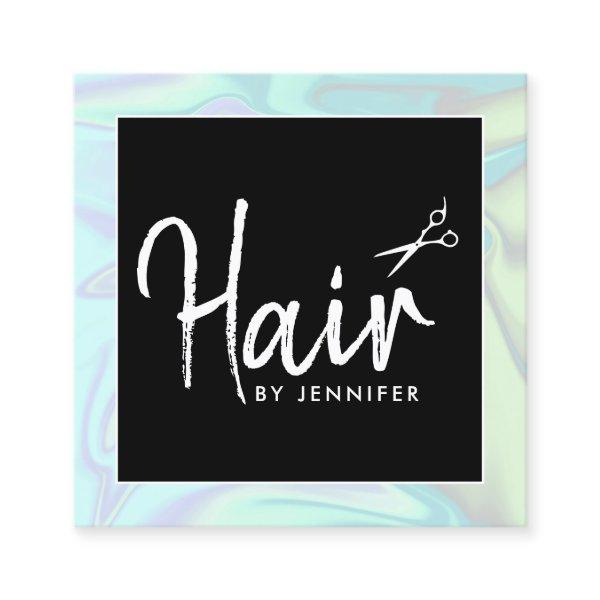 Stylish modern elegant holographic hairstylist square