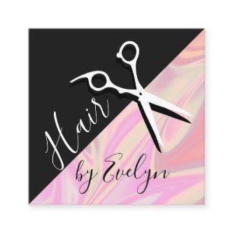 Stylish modern elegant holographic hairstylist square