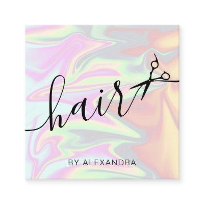 Stylish modern elegant holographic hairstylist square