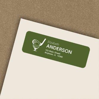 Stylish Modern Golf Tee Olive Green Return Address Label