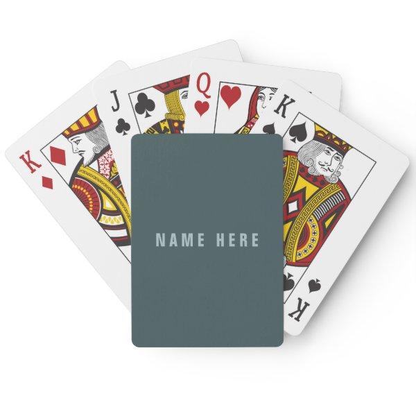 Stylish Modern Looking Name | Blue Gray Poker Cards