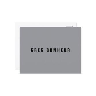 Stylish Modern Looking Name | Gray & Black Postcard