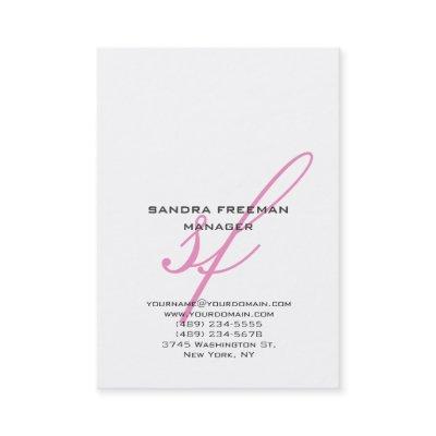 Stylish modern pink white handwriting monogram