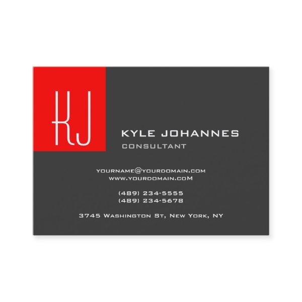 Stylish Modern Plain Monogram Grey Red