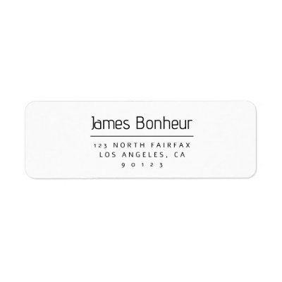 Stylish Modern Return Address Black & White Label