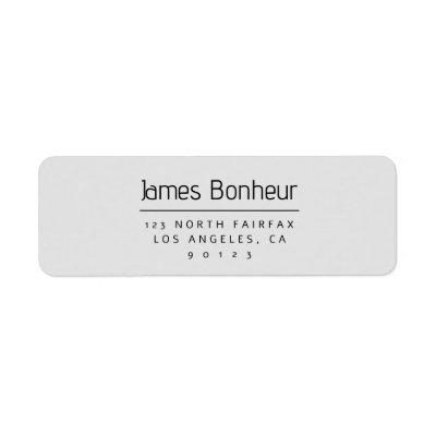 Stylish Modern Return Address Grey & White Label