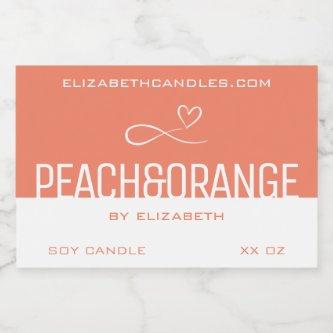 Stylish Modern Simple Plain Peach White Candle & Food Label