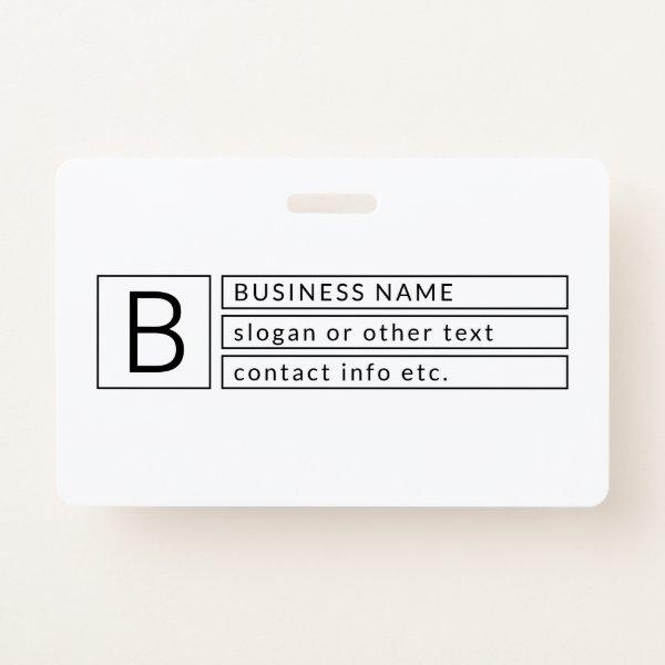 Stylish Monogram & Business Name (or other text) Badge
