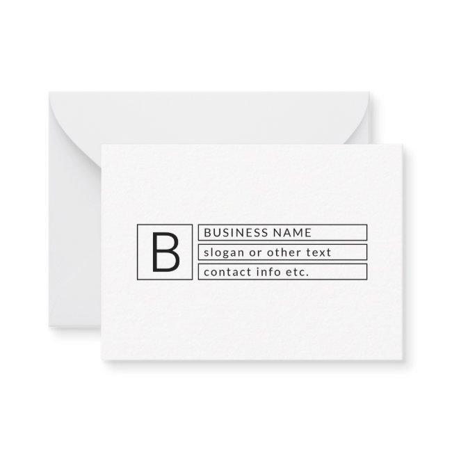 Stylish Monogram & Business Name (or other text) Note Card