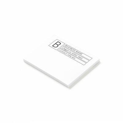 Stylish Monogram & Business Name (or other text) Post-it Notes