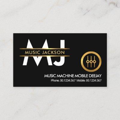 Stylish Monogram Gold Placard Border Deejay DJ