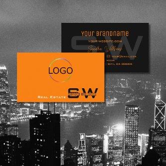 Stylish Orange Black with Monogram and Logo Simple