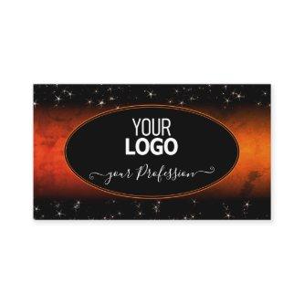 Stylish Orange Marble Black Glitter Stars Add Logo