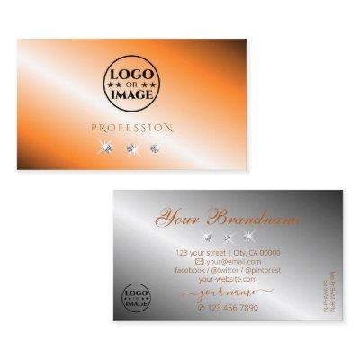 Stylish Orange Silver Sparkling Diamonds with Logo