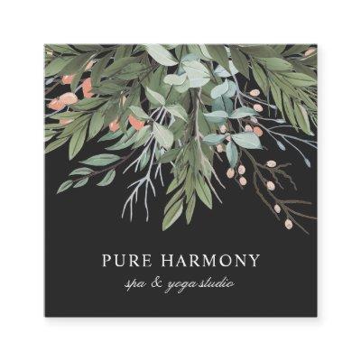 Stylish Painted Floral Boughs | Black Square