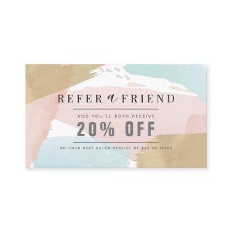 Stylish Pastel Watercolor & Gold Salon Referral