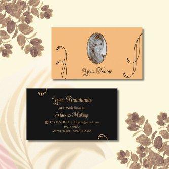 Stylish Peach and Black Ornate with Portrait Photo