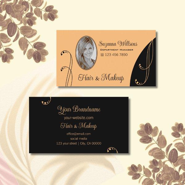 Stylish Peach and Black Ornate with Portrait Photo