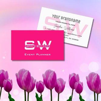 Stylish Pink and White Modern Simple with Monogram