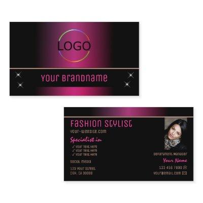 Stylish Pink Black Modern with Logo and Photo