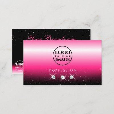 Stylish Pink Black Ombre Sparkle Diamonds Add Logo
