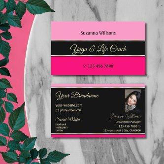 Stylish Pink Borders on Black Modern with Photo