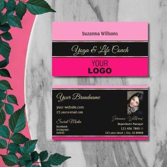 Stylish Pink Borders on Black with Logo and Photo