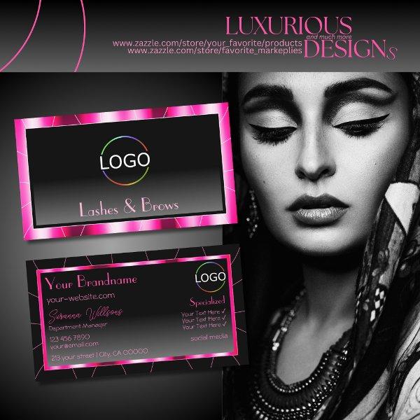 Stylish Pink Frame Black Gradient Modern with Logo