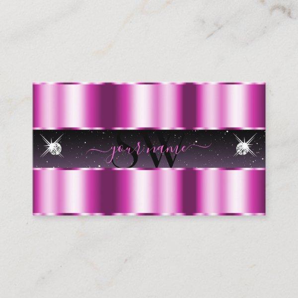 Stylish Pink Purple Black Sparkle Jewels Monogram