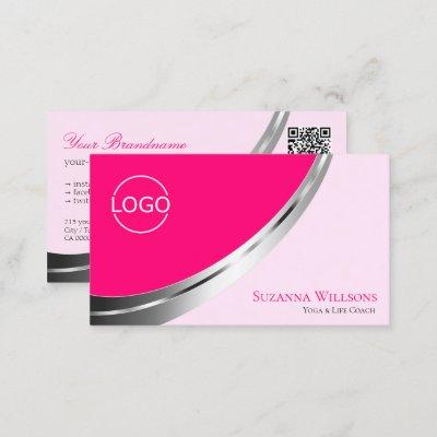 Stylish Pink Silver Decor with Logo and QR-Code
