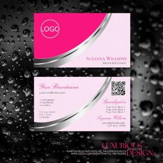 Stylish Pink Silver Decor with Logo and QR-Code