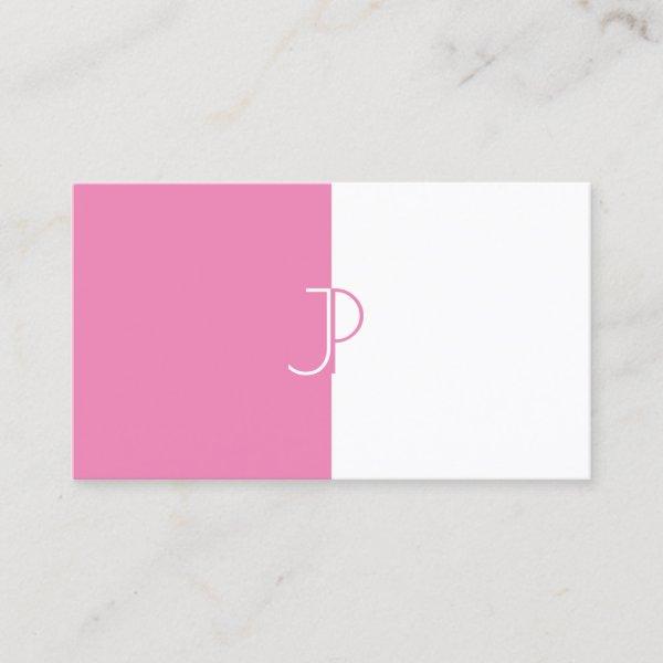 Stylish Pink White Monogrammed Template Trendy