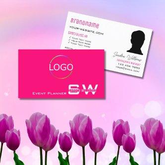 Stylish Pink White with Monogram Logo and Photo