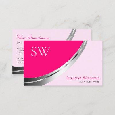 Stylish Pink with Silver Decor and Monogram Modern