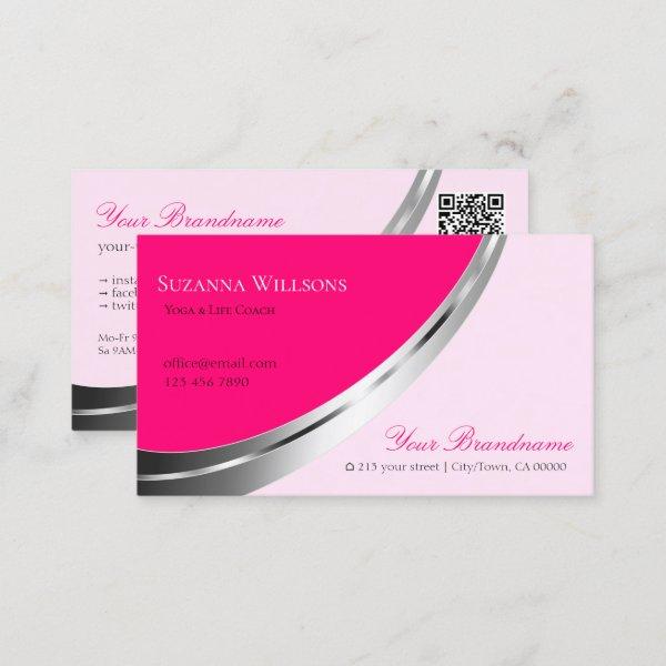 Stylish Pink with Silver Decor and QR-Code Modern