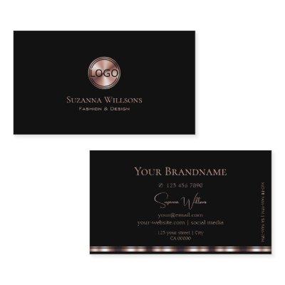 Stylish Plain Black and Rose Gold Circle with Logo