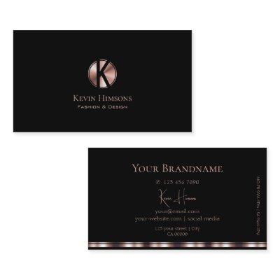 Stylish Plain Black and Rose Gold with Monogram