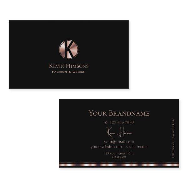 Stylish Plain Black and Rose Gold with Monogram