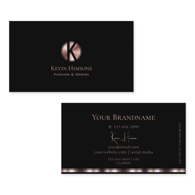 Stylish Plain Black and Rose Gold with Monogram